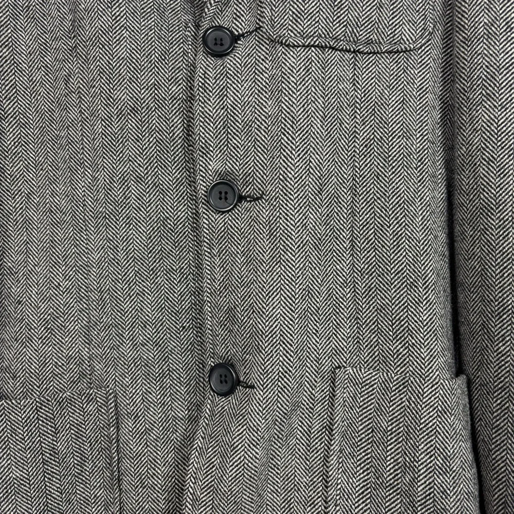 Alan Flusser Sport Coat Herringbone Elbow Patch Wool Blend Blazer Jacket 38S